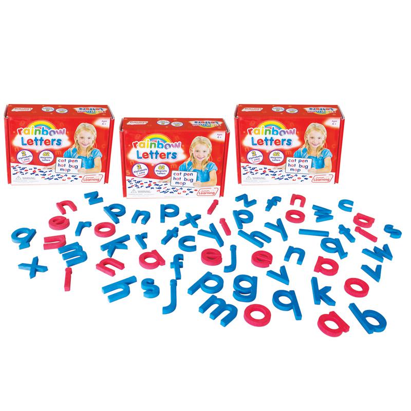 Rainbow Letters, Magnetic, 62 Per Pack, 3 Packs. Picture 1