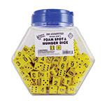 16MM FOAM DICE TUB OF 200 YELLOW SPOT & NUMBER. Picture 2