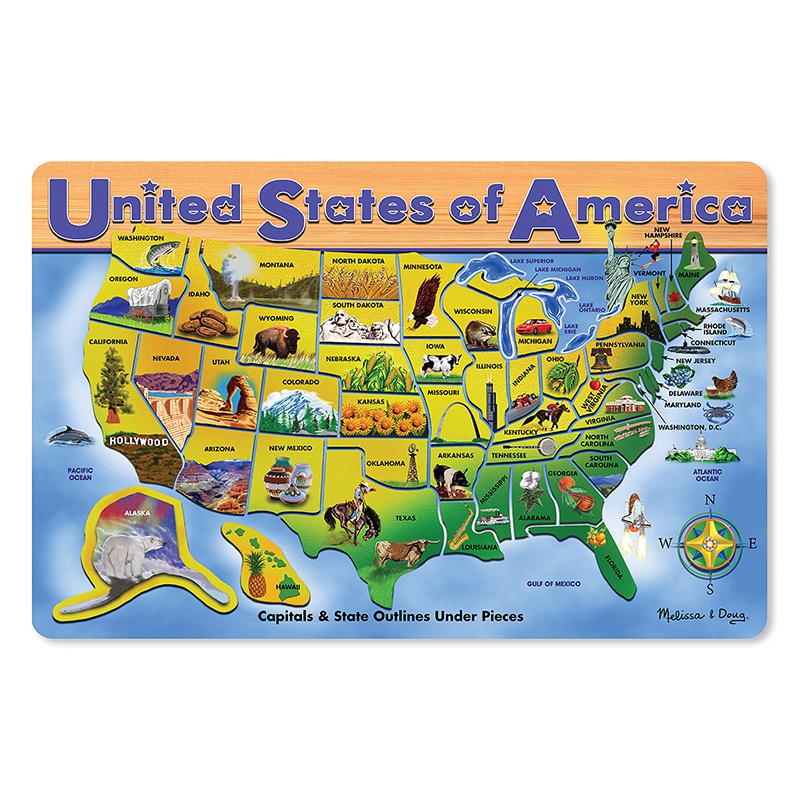 USA MAP WOODEN PUZZLE 16X12 45 PCS. The main picture.