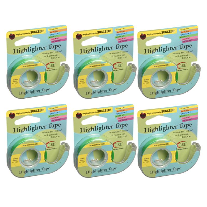 Removable Highlighter Tape, Green, Pack of 6. Picture 1