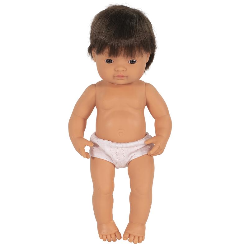 Anatomically Correct 15" Baby Doll, Caucasian Boy, Brunette. Picture 1
