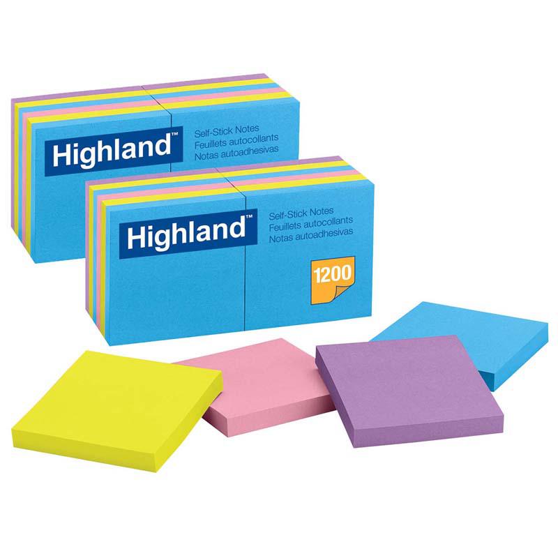 Self-Stick Removable Notes, 3" x 3", Assorted Colors, 12 Pads/Pack, 2 Packs. Picture 1