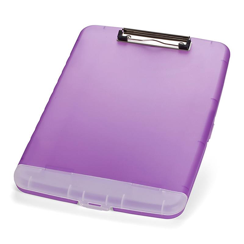 Slim Clipboard with Storage Box, Low Profile Clip & Storage Compartment, Purple. Picture 1