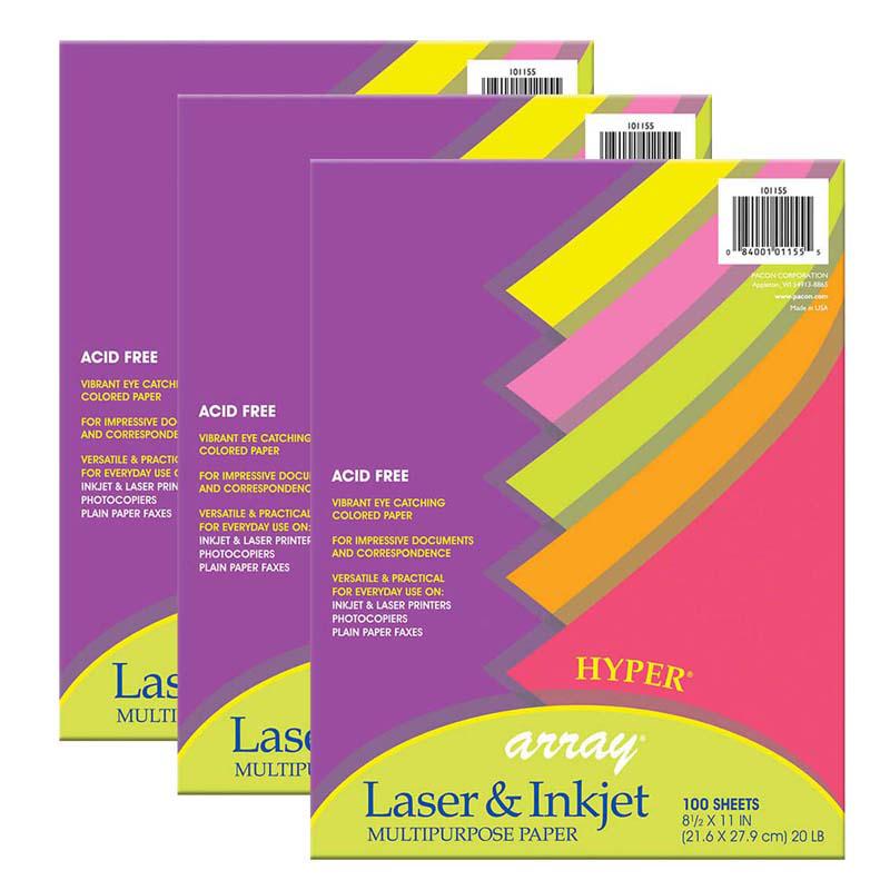 Hyper Multi-Purpose Paper, 5 20 lb., 8-1/2" x 11", 100 Sheets Per Pack, 3 Packs. Picture 1