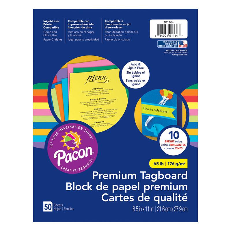 Premium Tagboard Assrtmnt 8.5X11In, Brights Assrtd 10 Colors 50 Sheets. Picture 1