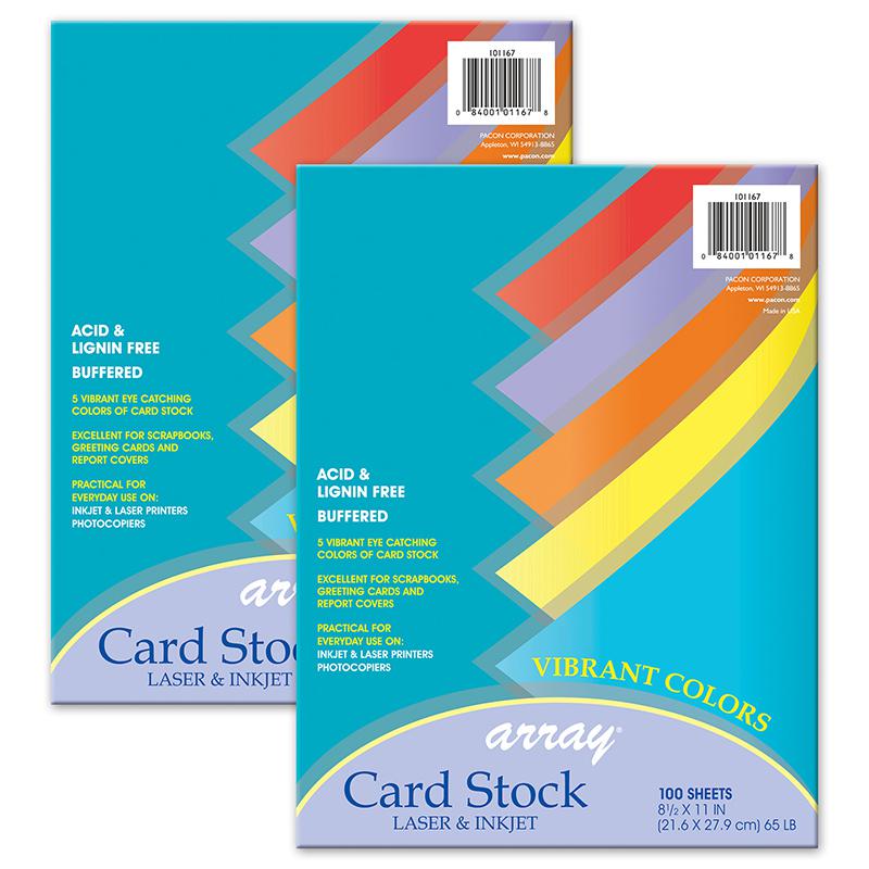 Vibrant Card Stock, 5 8-1/2" x 11", 100 Sheets Per Pack, 2 Packs. Picture 1