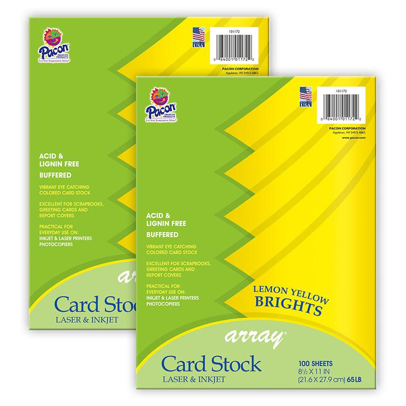 Card Stock, Lemon Yellow, 8-1/2" x 11", 100 Sheets Per Pack, 2 Packs. Picture 1