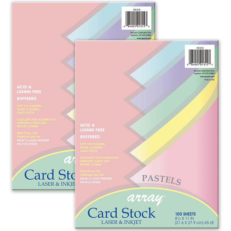 Pastel Card Stock, 5 Assorted Colors, 8-1/2" x 11", 100 Sheets Per Pack, 2 Packs. Picture 1