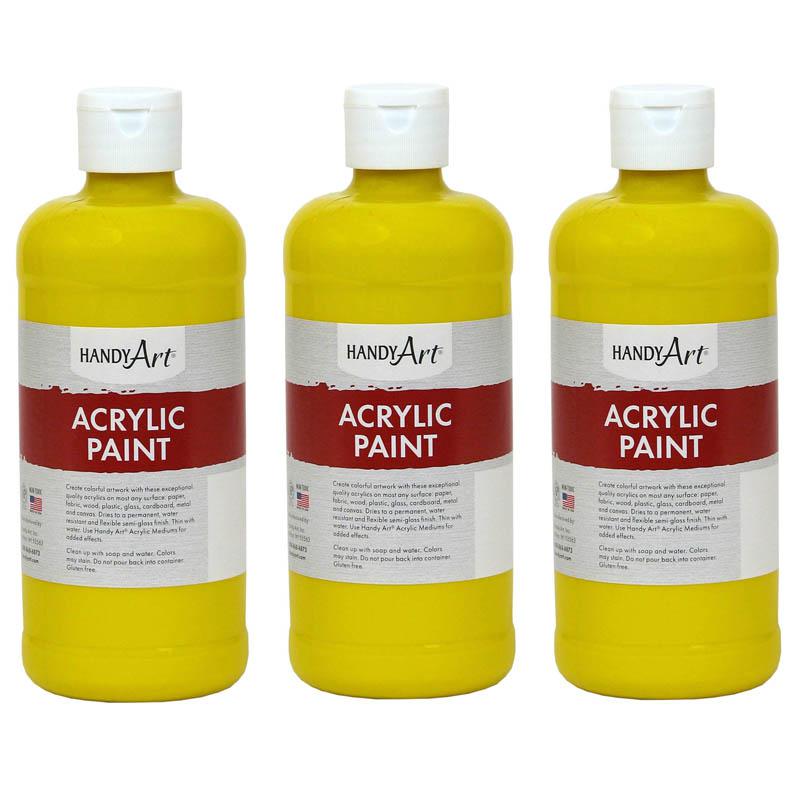 Acrylic Paint 16 oz, Chrome Yellow, Pack of 3. Picture 1