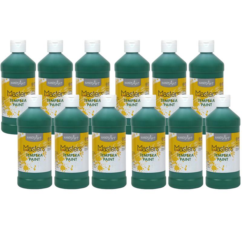 Little Masters Tempera Paint, Green, 16 oz., Pack of 12. Picture 1