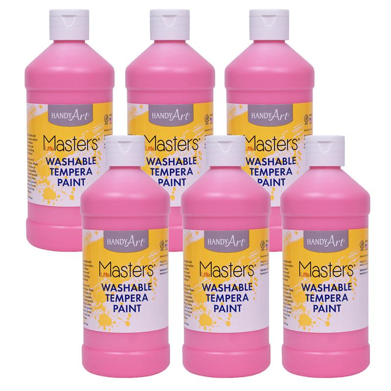 Little Masters Washable Tempera Paint, Pink, 16 oz., Pack of 6. Picture 1
