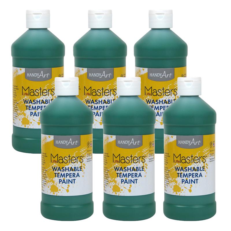 Little Masters Washable Tempera Paint, Green, 16 oz., Pack of 6. Picture 1