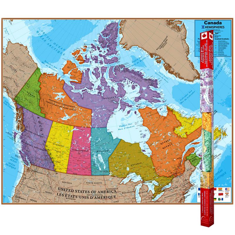 Hemispheres Laminated Map Canada. The main picture.