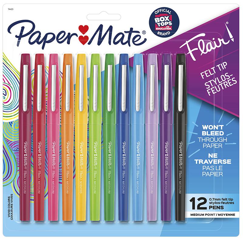 Paper Mate Liquid Flair Medium Tip Felt Porous Pens, 8 Colored
