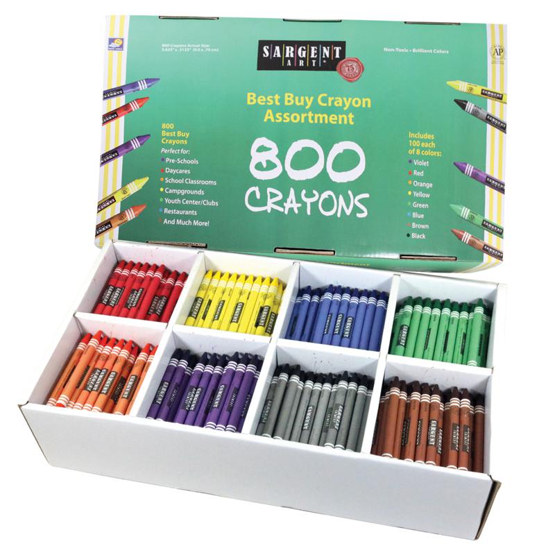 Sargent Art Best Buy Crayon 800, Assortment Std Crayons 100Ea Color. Picture 1