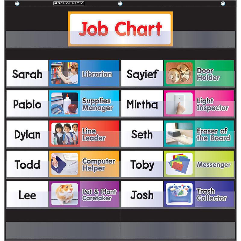 POCKET CHART CLASS JOBS BLACK. Picture 1