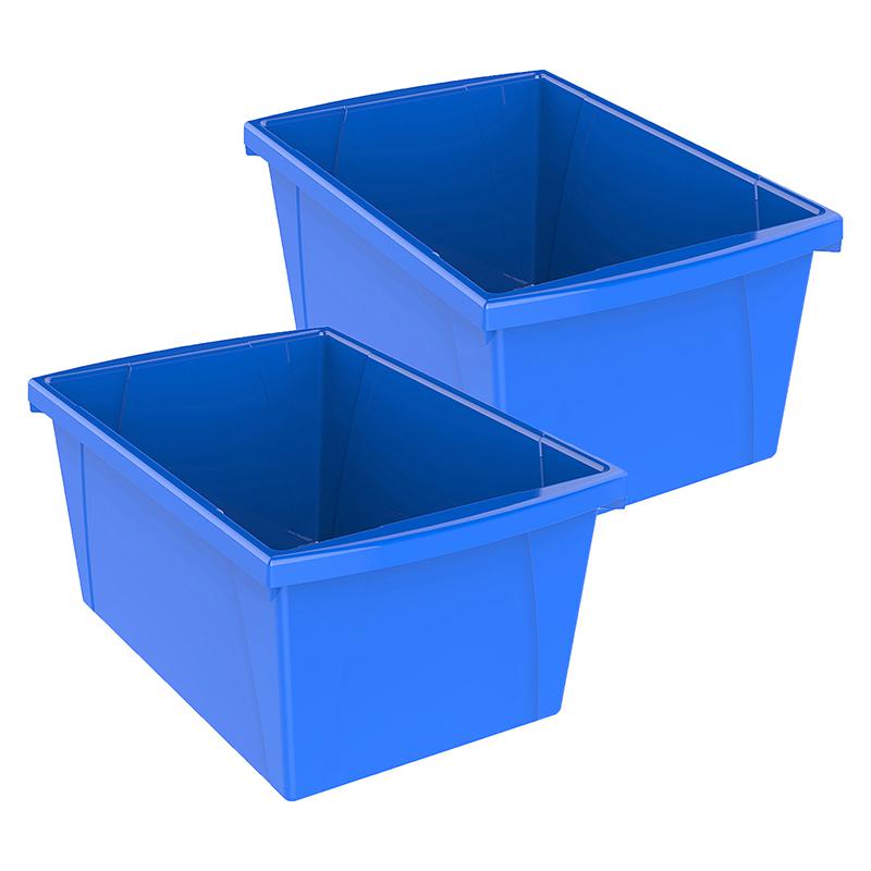 Medium Classroom Storage Bin, Blue, Pack of 2. Picture 1