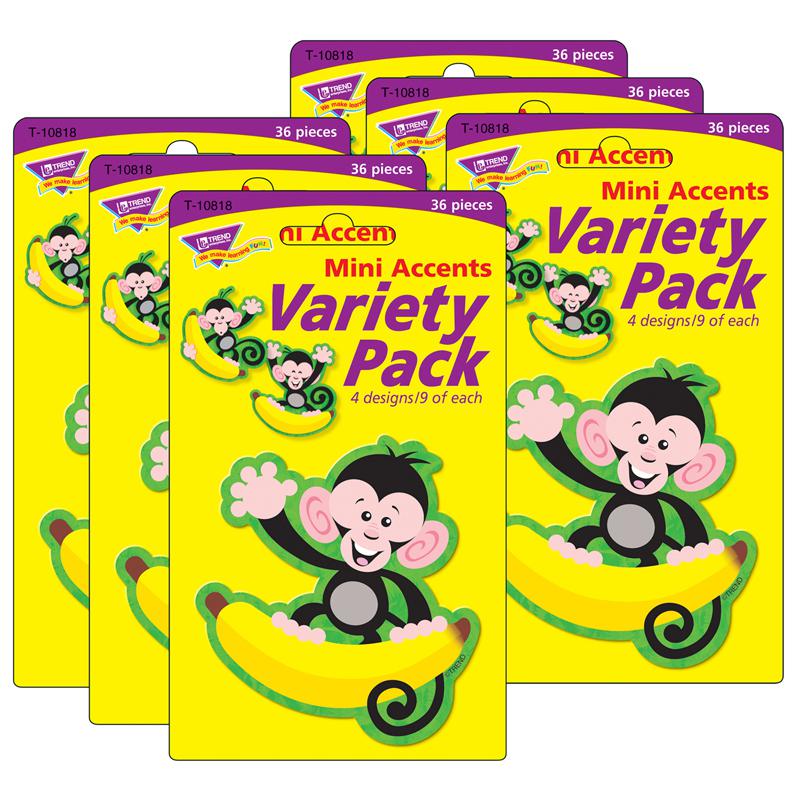 Monkeys and Bananas Mini Accents Variety Pack, 36 Per Pack, 6 Packs. The main picture.