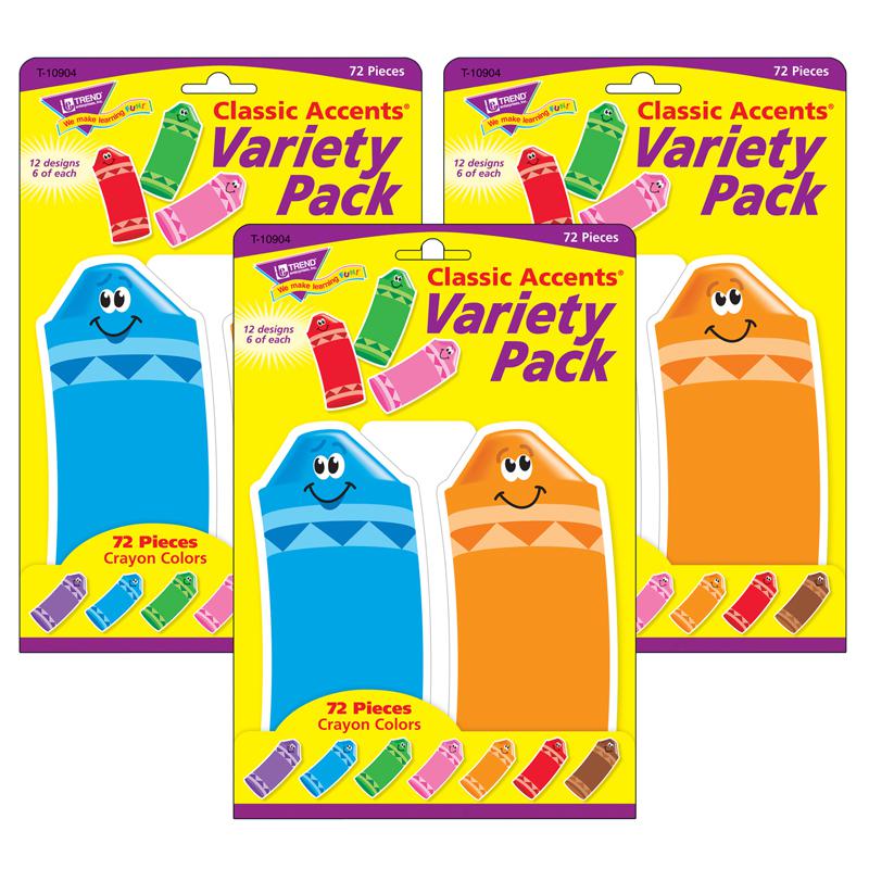 Crayon Colors Classic Accents Variety Pack, 72 Per Pack, 3 Packs. Picture 1