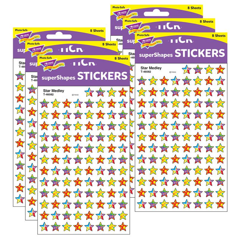 Star Medley superShapes Stickers, 800 Per Pack, 6 Packs. Picture 1