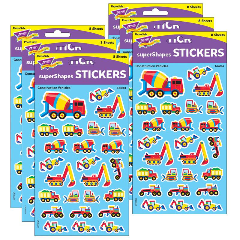Construction Vehicles superShapes Stickers-Large, 200 Per Pack, 6 Packs. Picture 1
