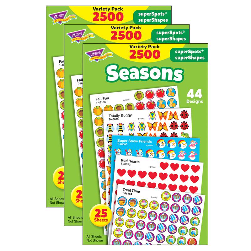 Seasons superSpots/superShapes Variety Pack, 2500 Per Pack, 3 Packs. Picture 1