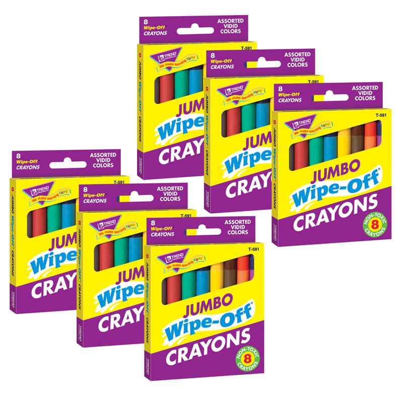 Jumbo Wipe-Off Crayons, Assorted, 8 per pack, 6 packs. The main picture.
