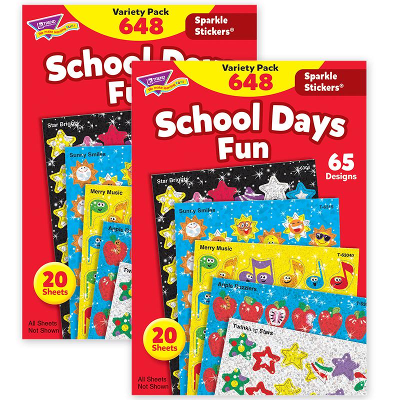 School Days Sparkle Stickers Variety Pack, 2 Packs. Picture 1
