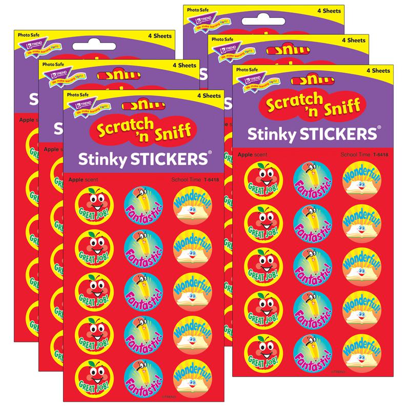 School Time/Apple Stinky Stickers, 60 Per Pack, 6 Packs. Picture 1