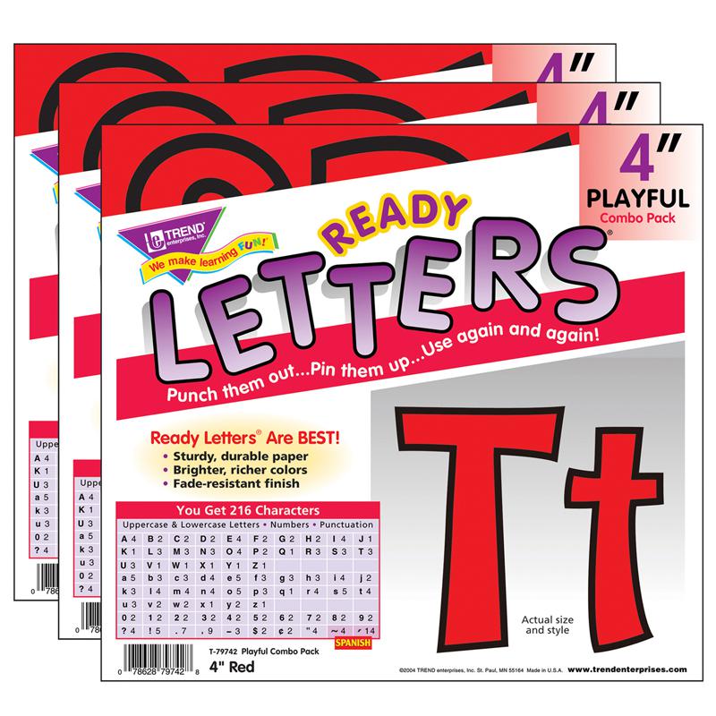 Red 4" Playful Combo Ready Letters, 3 Packs. The main picture.
