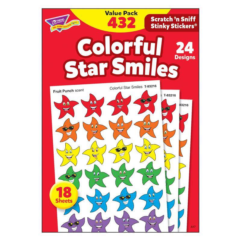 (3 PK) STINKY STICKERS SMILEY STARS 432 PER VARIETY PK ACID-FREE. The main picture.