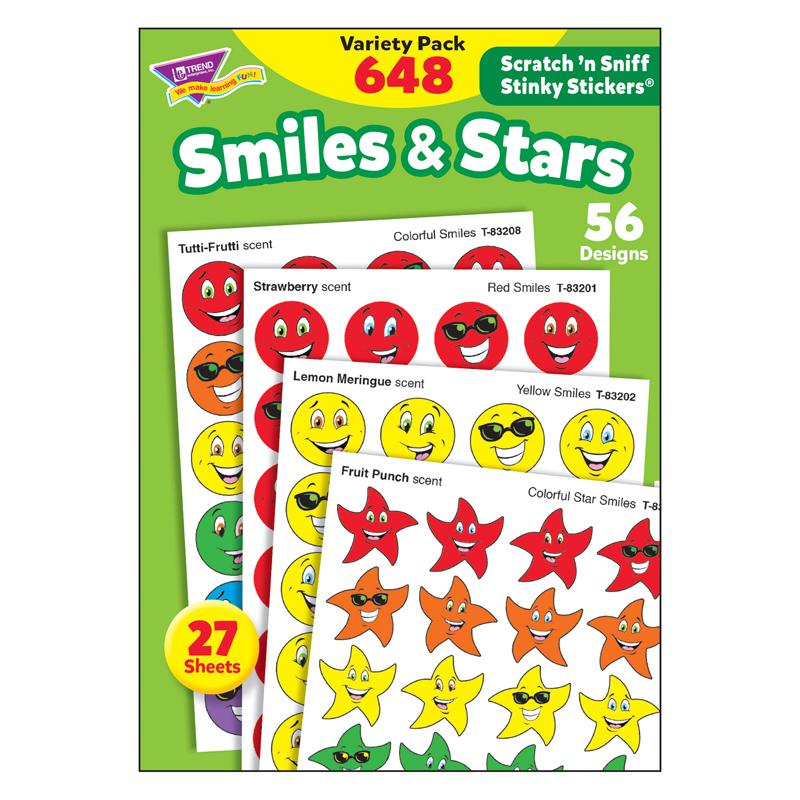 STINKY STICKERS SMILES STARS 648/PK JUMBO ACID-FREE VARIETY PK. The main picture.