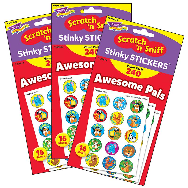 Trend Awesome Pals Stinky Stickers Value Pack, 240 per Pack, 3 Packs