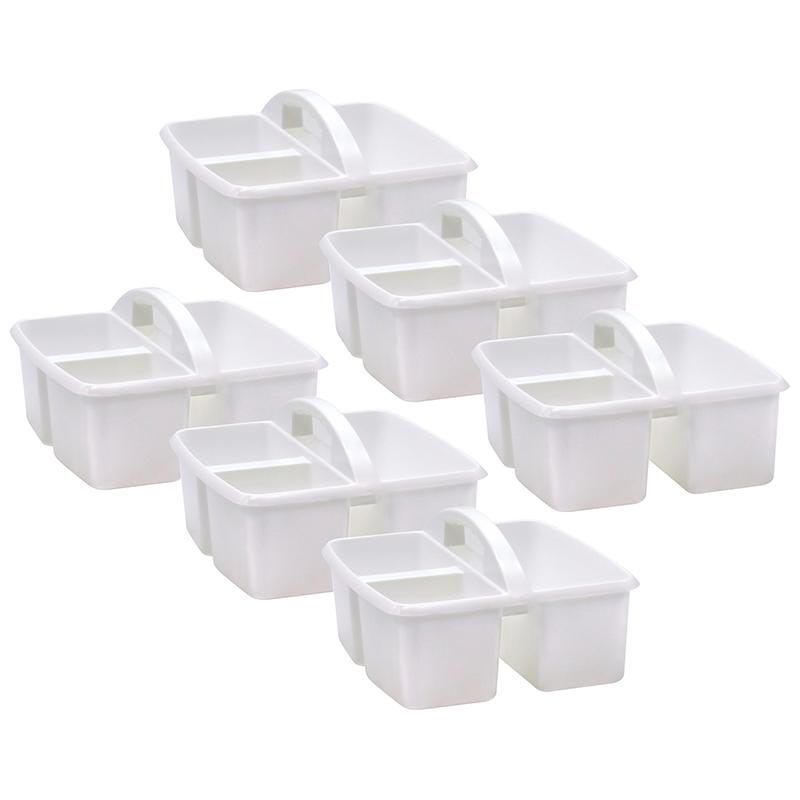 White Plastic Storage Caddy, Pack of 6. Picture 1