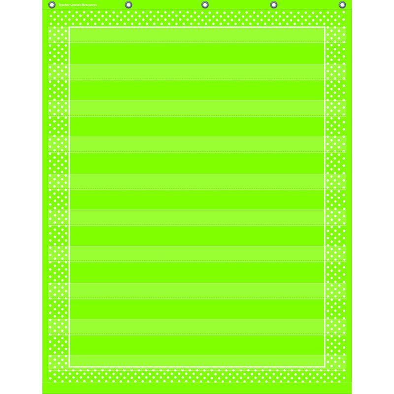 LIME POLKA DOTS 10 POCKET CHART. Picture 1