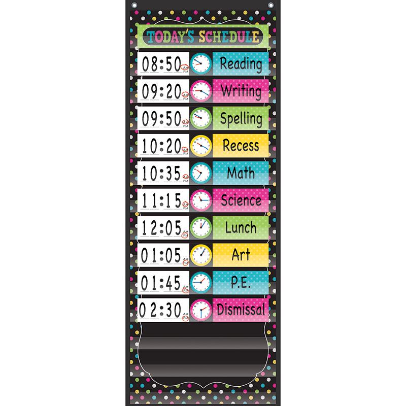 CHALKBOARD BRIGHTS 14 POCKET DAILY SCHEDULE POCKET CHART 13X34. Picture 1