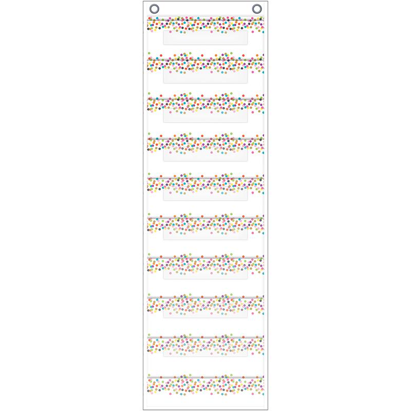 File Storage Pocket Chart, 10 Pockets, Confetti, 14" x 58". Picture 1
