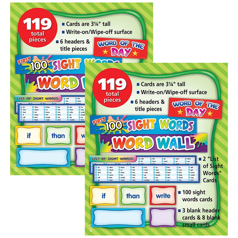 First 100 Sight Words Pocket Chart Cards, 119 Pieces Per Pack, 2 Packs. Picture 1