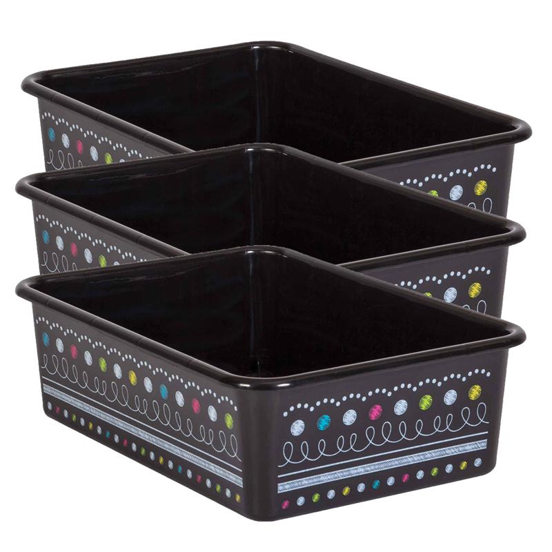 Chalkboard Brights Large Plastic Storage Bin, Pack of 3. Picture 1
