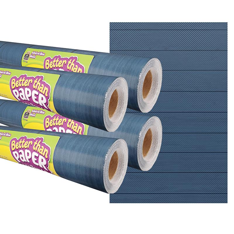 Admiral Blue Wood Better Than Paper Bulletin Board Roll, 4' x 12', Pack of 4. Picture 1