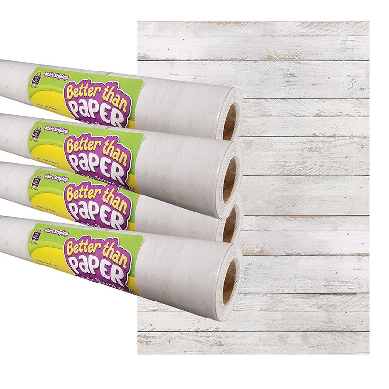 White Shiplap Better Than Paper Bulletin Board Roll, 4' x 12', Pack of 4. Picture 1