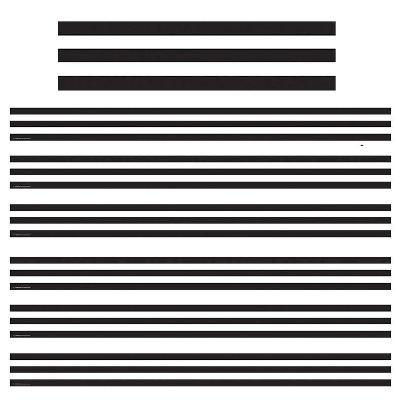 Black and White Stripes Straight Border Trim, 35 Feet Per Pack, 6 Packs. Picture 1