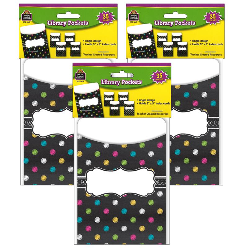 Chalkboard Brights Library Pockets, 35 Per Pack, 3 Packs. Picture 1