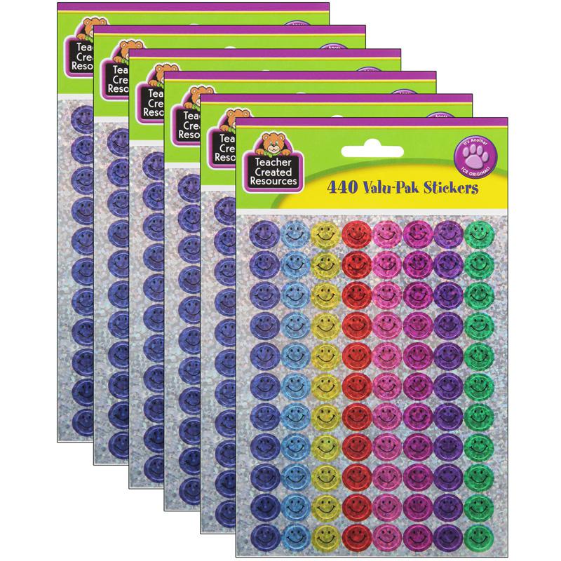 Mini Happy Face Sparkle Stickers Valu-Pak, Multi Color, 440 Per Pack, 6 Packs. Picture 1
