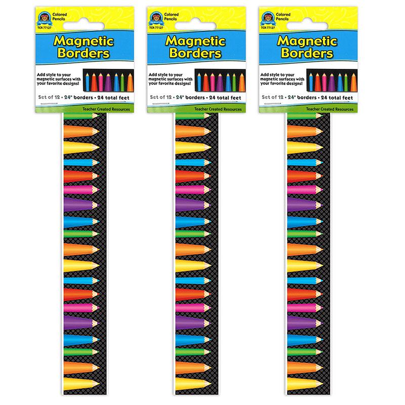 Magnetic Borders, Colored Pencils, 24 Feet Per Pack, 3 Packs. Picture 1