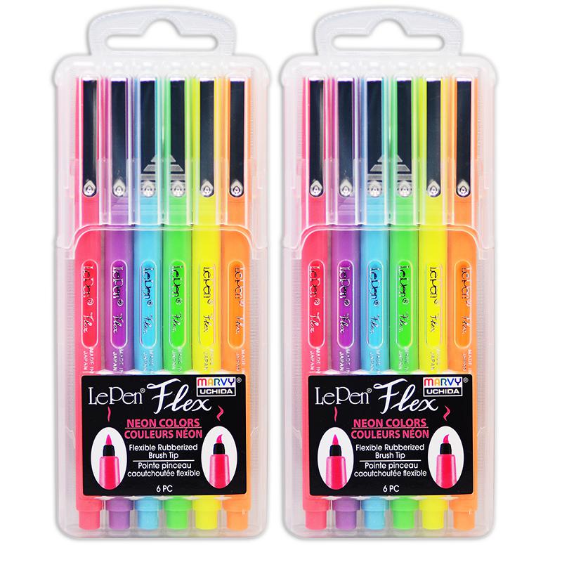 LePen Flex, 6 Neon Colors Per Pack, 2 Packs. Picture 1