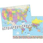 US & WORLD ADV POLITCAL MAP SET ROLLED 46X36. Picture 2