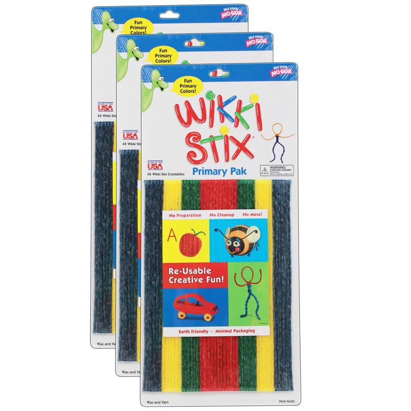 Wikki Stix, Primary Colors, 8", 48 Per Pack, 3 Packs. Picture 1