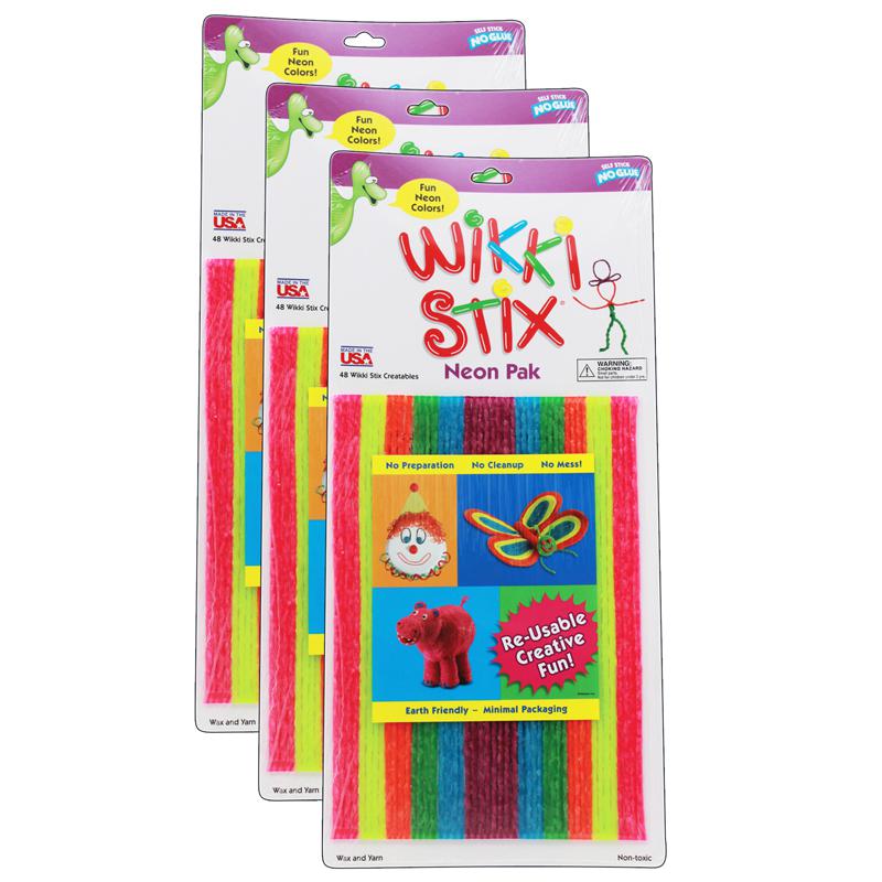 Wikki Stix, Neon Colors, 8", 48 Per Pack, 3 Packs. The main picture.