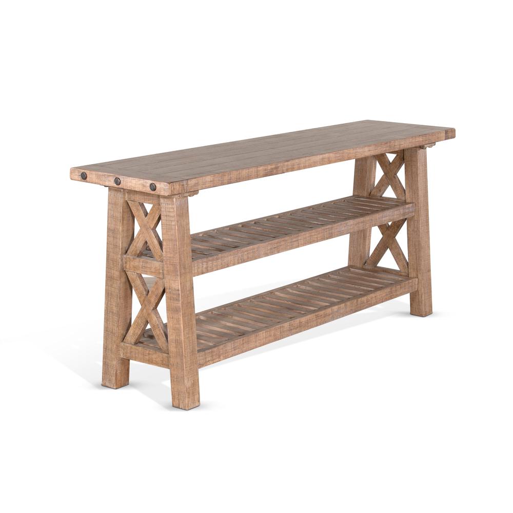 Sunny Designs Vivian 60" Farmhouse Mahogany Wood Sofa Table in Light Brown. Picture 1